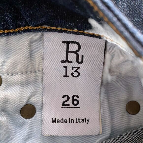 R13 Jeans Womens Boy Straight Mid-Rise Jeans Howell Indigo Blue Stretch Size 26 - Picture 7 of 8